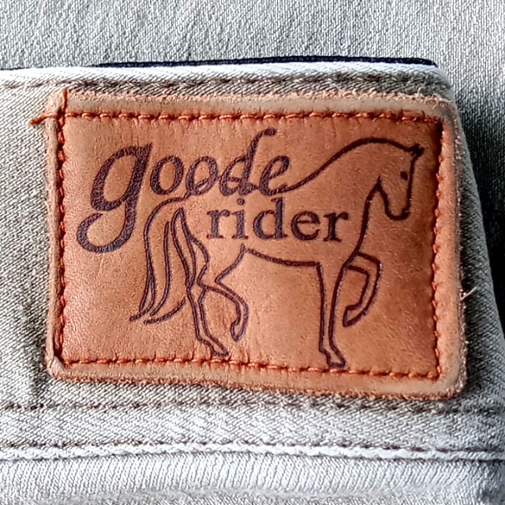 Goode Rider Embroidered Rear Pocket Riding Pants Breeches Size 26R Tan - Picture 2 of 16